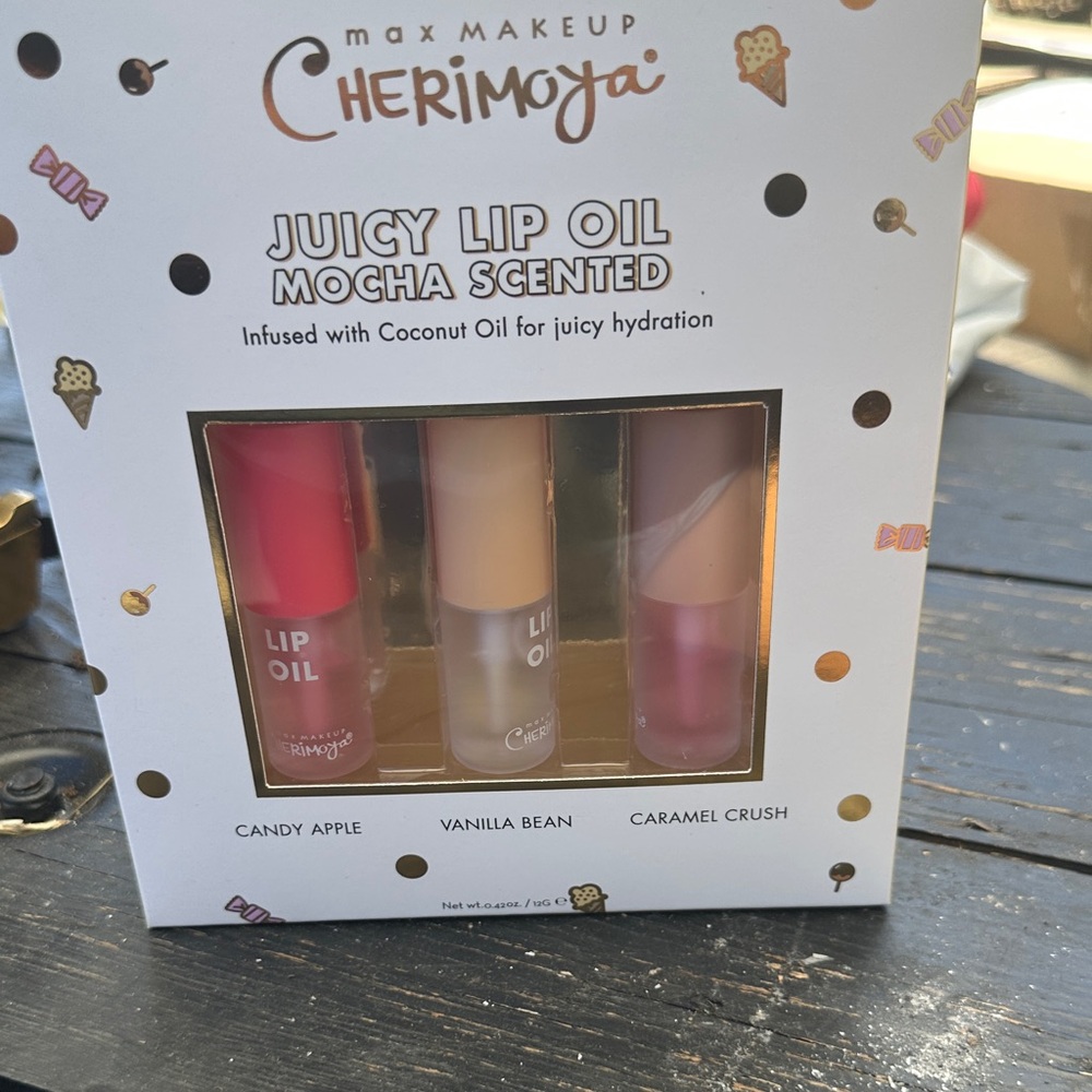 Cherimoya Juicy Lip Oil Trio - Candy Apple, Vanilla Ice Bean, Caramel Crush